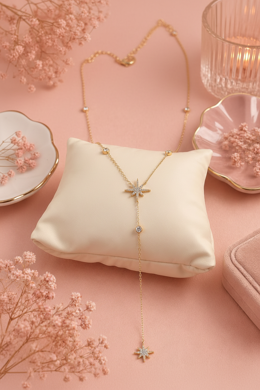 Collier Étoile Polaire - Style Rose Poudré