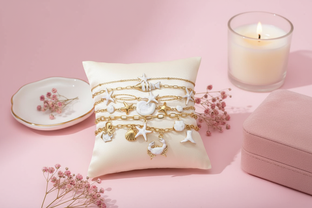 Set Bracelets Marins - Style Rose Poudré Blanc